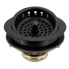 3-1/2 In. Post Style Kitchen Sink Basket Strainer, Matte Black