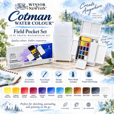 Imagen de Winsor & Newton 12-Color Half Pan Deluxe Travel Watercolor Pocket Set 639