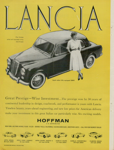 1959 Lancia Appia Sedan Fully Equipped $2892 Italian Original Vintage Print Ad