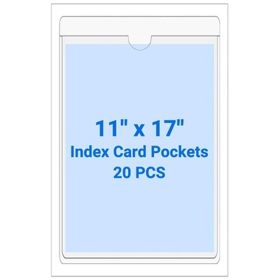 Kvatr-X 20 PCS Clear Self Adhesive Plastic Label Pockets, Binder Spine Busine...