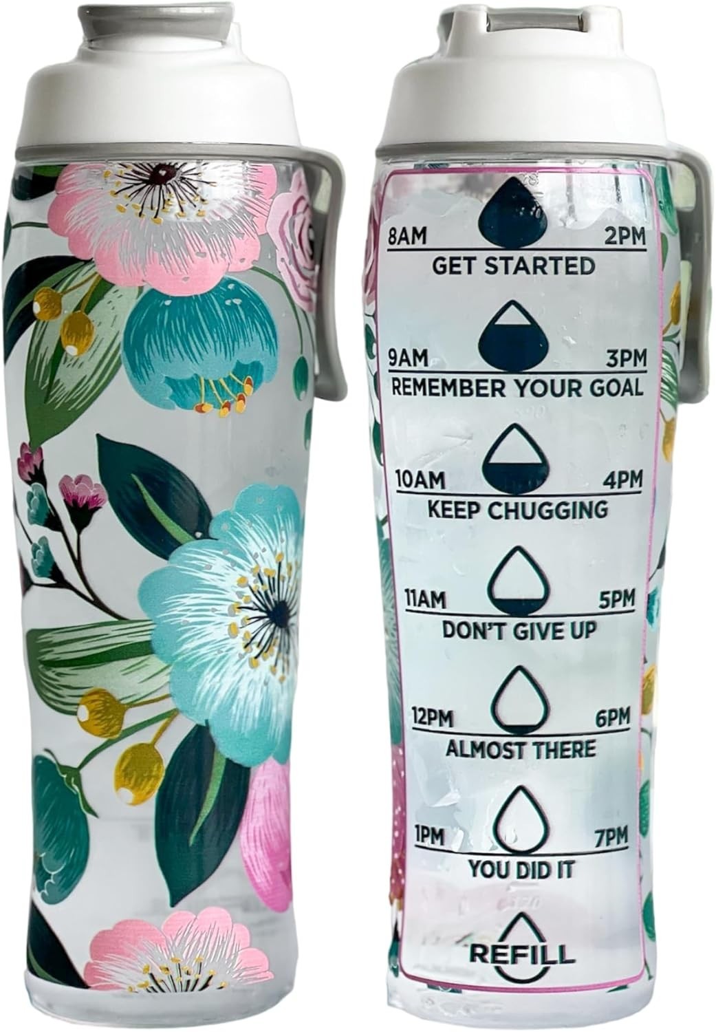 With Time Markers &ndash; 30 Oz Bpa-free Pretty Flowers