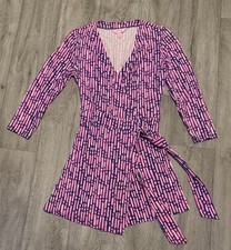 Lilly Pulitzer Size XS Karlie Wrap Romper Mandevilla Pink Slathouse Stripe
