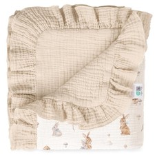 40x36 Inch Bunny Muslin Baby Blanket Soft Cotton Ruffle Edge Crib Stroller