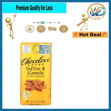 Milk Chocolate Bar With Toffee & Almonds 3.2oz – Belgian, Creamy, Sweet