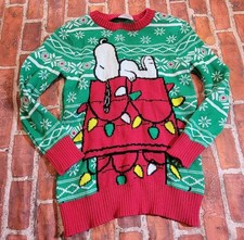 Peanuts Snoopy Doghouse Christmas Sweater Sz 6/7 6 7 Guc Girls