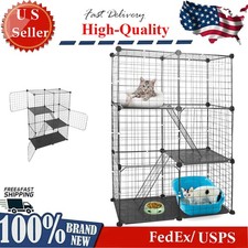 Out/Indoor Cat Cage 3 Tier Kitten Cage House Cat Enclosure Small Animal Playpen