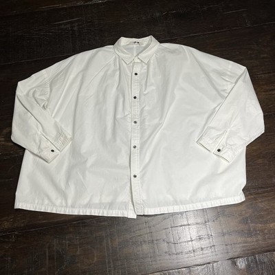 Ichi Antiquities Blouse O/S Japan 100% Cotton White Shirt Top Button Front LS