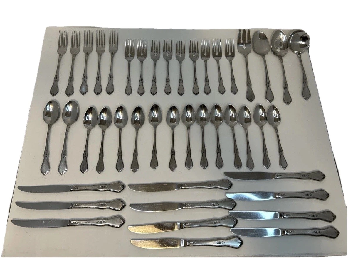 Lot Of 44 Preowned Vtg. Oneida Morning Blossom Stainless Steel Flatware