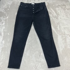 Agolde Jeans Womens 31 Black Denim Nico High Rise Slim Button Fly Stretch Preppy
