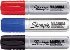 Sharpie Magnum - Azul + Negro + Rojo - Paquete de 3 Colores - Magnum Gran Tamaño Permanente