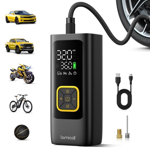 Tyre Inflator Cordless Compressor - [6000mAh High-Capacity Battery] - Picture 1 of 5