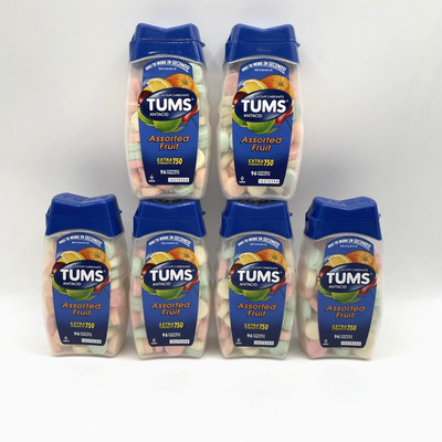 Tums Antacid Plus Calcium Supplement  Assorted Fruit 96 tabs 6 Pack