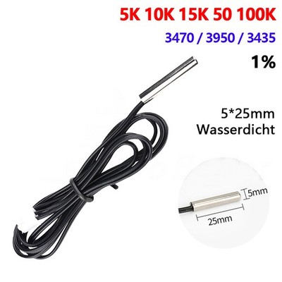 NTC 5K 10K 15K 50K 100K Temperaturfühler Temperatursensor Kollektorfühler 5*25mm
