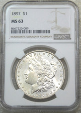 1897 P Morgan Silver Dollar NGC MS63 Frosty PQ Just Graded New Holder #A224H