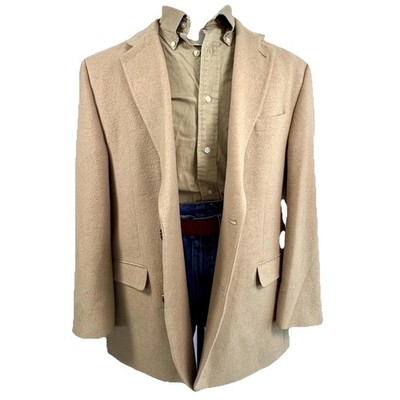 Botany Five Hundred Blazer Mens 44 Beige Camel Hair Two Button Sport Coat Jacket