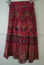 Vintage 1970's Indian Hand Printed 100 Cotton Wrap Skirt - Made In India