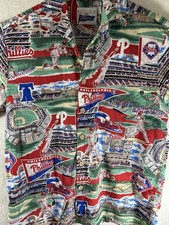 Reyn Sport Baseball Shirt Medium Colorful Cotton Casual Pocket Phillies Vintage