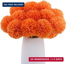 12 Pcs Artificial Chrysanthemums Fall Flowers Silk Orange Marigolds Flowers Fake