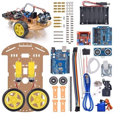 Smart Robot Car Chassis Kit with UNO R3 Module - Educational DIY Toy, 2WD wit...