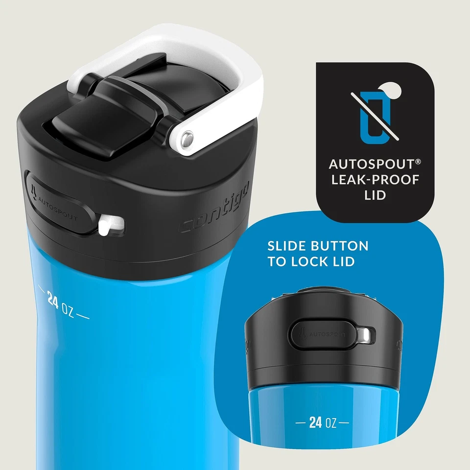 Botella de agua Contigo Ashland 2.0 a prueba de fugas 24 oz con tapa intercambiable Foto 2 de 4