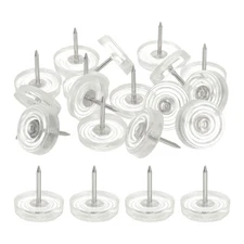 Nail on Furniture Sliders, 20Pcs Threaded Bottom Chair Glides (Clear, 6x22mm)
