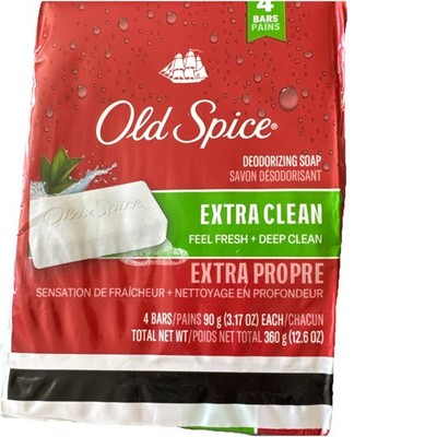 Old Spice Deodorizing Bar Soap Extra Clean Fresh & Deep Clean 3.17 oz. 4 Bars