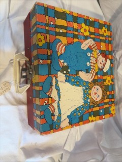 Giradischi vintage Raggedy Ann 1974 Vanity Fair raro da trovare con microfono orig