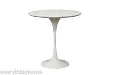 White Tulip Side End Table Wood Top Metal Base Mid-Century Modern Designer 20"