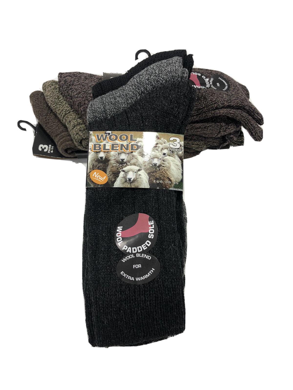 MEN'S 3 PAIRS CHUNK THICK WOOL THERMAL WINTER WARM WALKING HIKING SKI