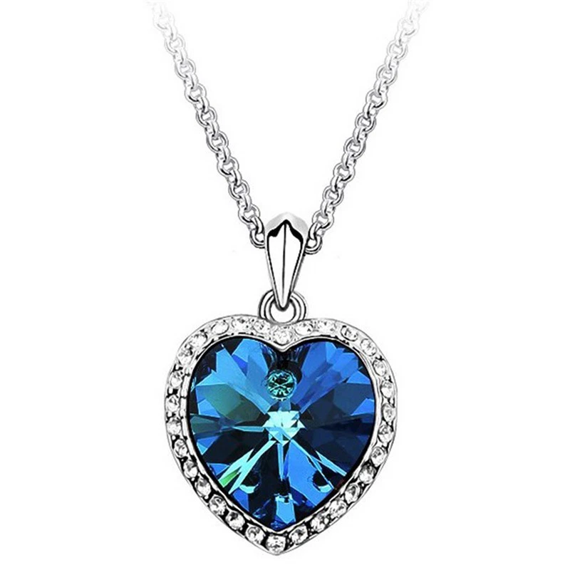 Ocean Heart colgante collar de la mujer joyas de cristal Rhinest S- ❤- |  eBay