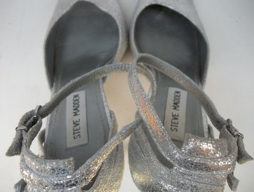 Steve Madden BLAZZE donna US 8M pelle argento cinturino alla caviglia tacco a punta - Foto 9 di 9