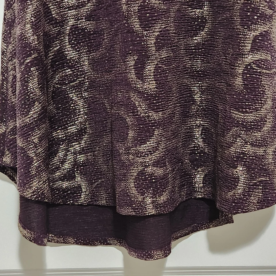 Vestido Lularoe Niñas 8 Alto-Bajo Semi Transparente Púrpura con Remolinos Metálicos Manga Corta Foto 4 de 4