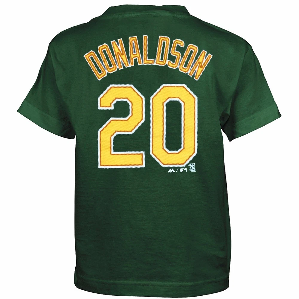 Majestic Josh Donaldson Oakland Athletics MLB Boy's Green Player Name & Number Jersey T-Shirt, Size: Small (4)