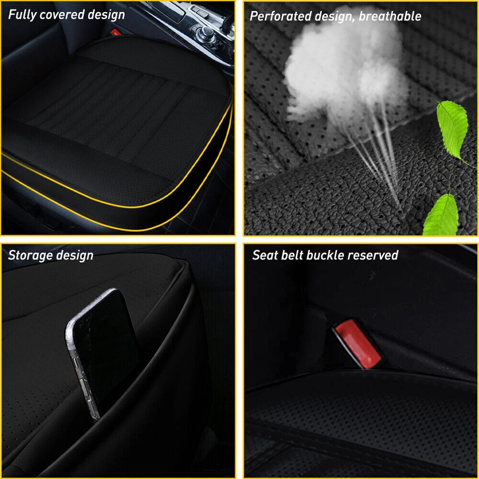 Luxury PU Leather Full Surround Car Seat Protector Seat Cover Accessories Black Foto 3 de 4