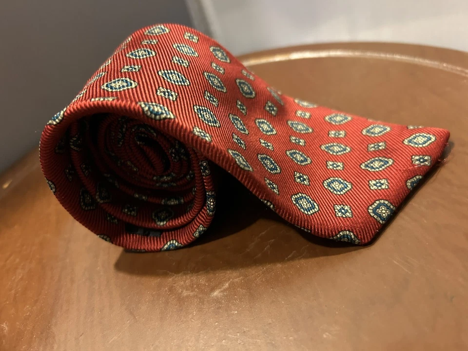 Corbata para hombre Don Loper Beverly Hills roja floral 100 % seda Foto 3 de 4