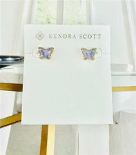 NEW Kendra Scott Lillia Lilac Abalone Stud Gold tone Earrings