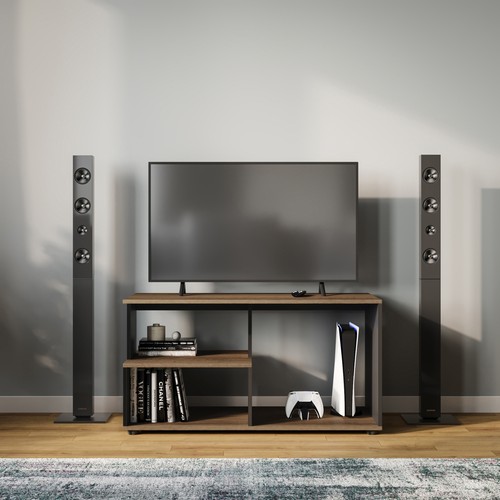 Shelby Abstract Wooden Side Coffee Table With Storage Shelves TV Stand 160cm - Picture 11 of 20