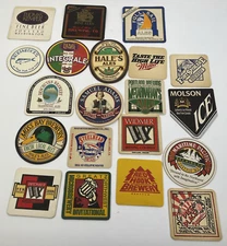 Vintage beer coasters Lot of 20 ALL DIFFERENT  Import & Domestics Home Bar Retro