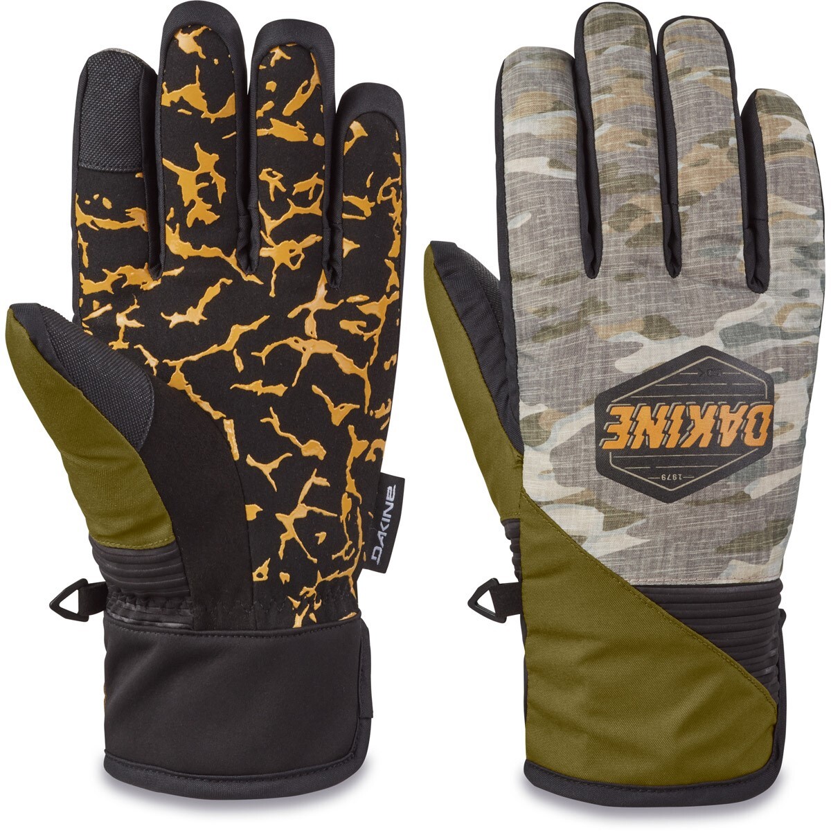 Dakine Crossfire Snowboard Gloves, Men's Large, Vintage Camo/Orange New