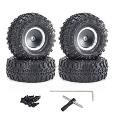 4Pcs 1.0 inch Aluminum Wheel Rims Tires For 1/18 1/24 RC Crawler Car TRX4M SCX24