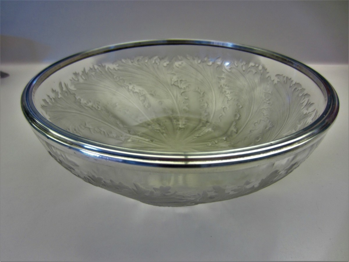 ラリック ラージ クリスタル ボウル Lalique France ART DECO RENE LALIQUE CRYSTAL CHICOREE BOWL, 1921 W/APPLIED