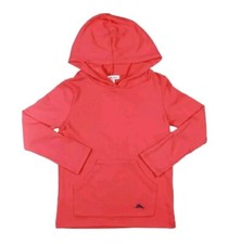 Tommy Bahama Girls Orange Long Sleeve Comfy Cozy Hoodie Shirt Large 10 12 New