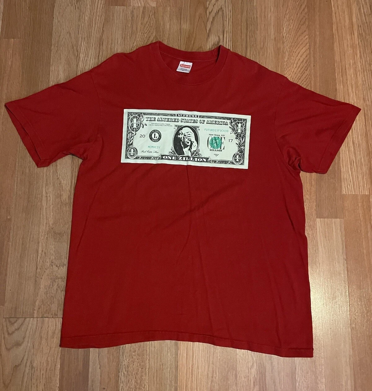 T shirt rouge Supreme Zillion Dollar