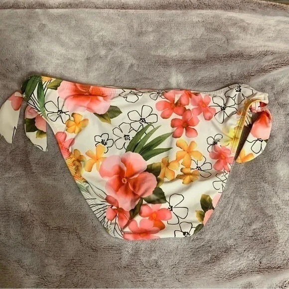 Pantalones de bikini Athena para mujer 12 blancos florales atados laterales traje de baño ropa de playa verano Foto 2 de 3