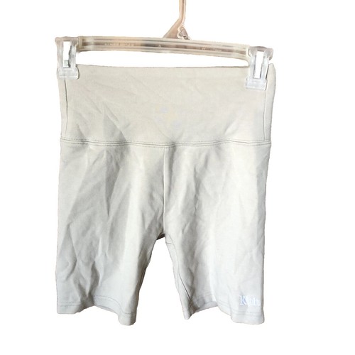 KITH Women’s Jen Biker Short High Rise Athletic Logo Gym Workout Beige Size XS