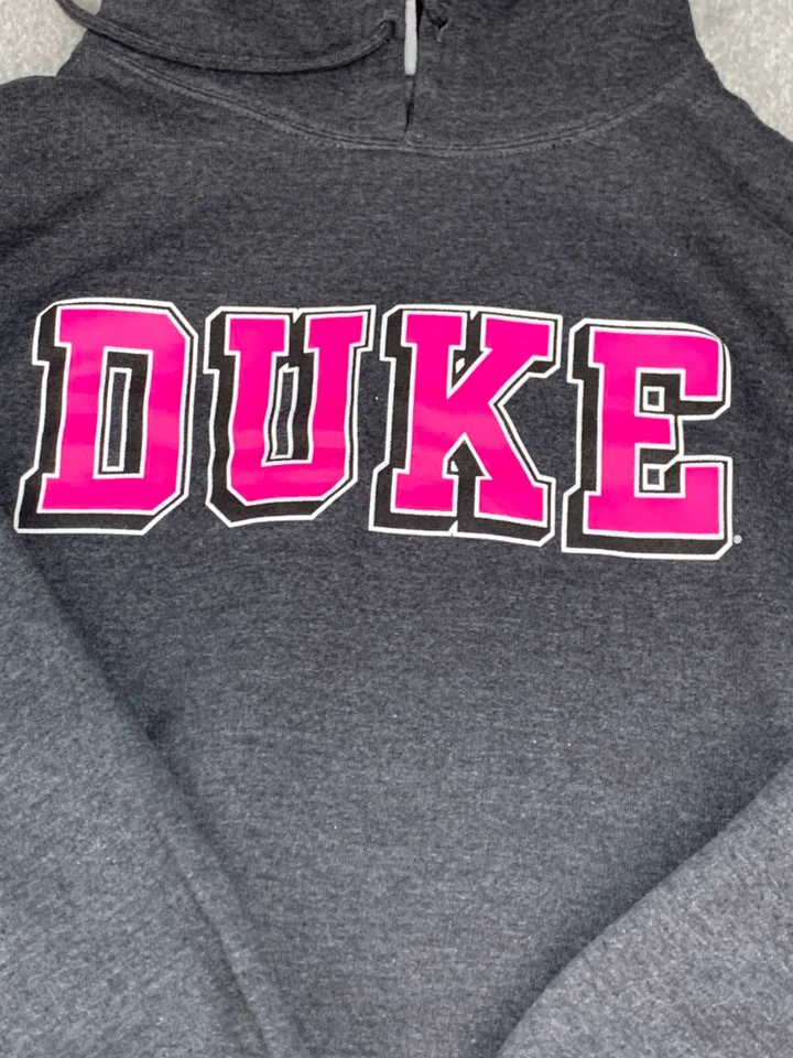 DUKE Pink Logo Pullover Sweater Sweatshirt Hoodie Womens Plus Size 3XL Gray EUC - Image 3 of 4