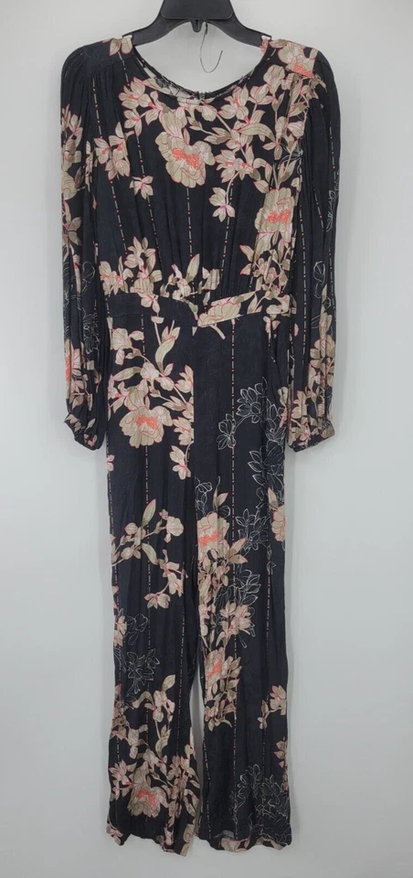 Женский комбинезон Harlyn маленький черный цветочный с длинным рукавом кокетка фея струящийся богемное - Изображение 3 из 4