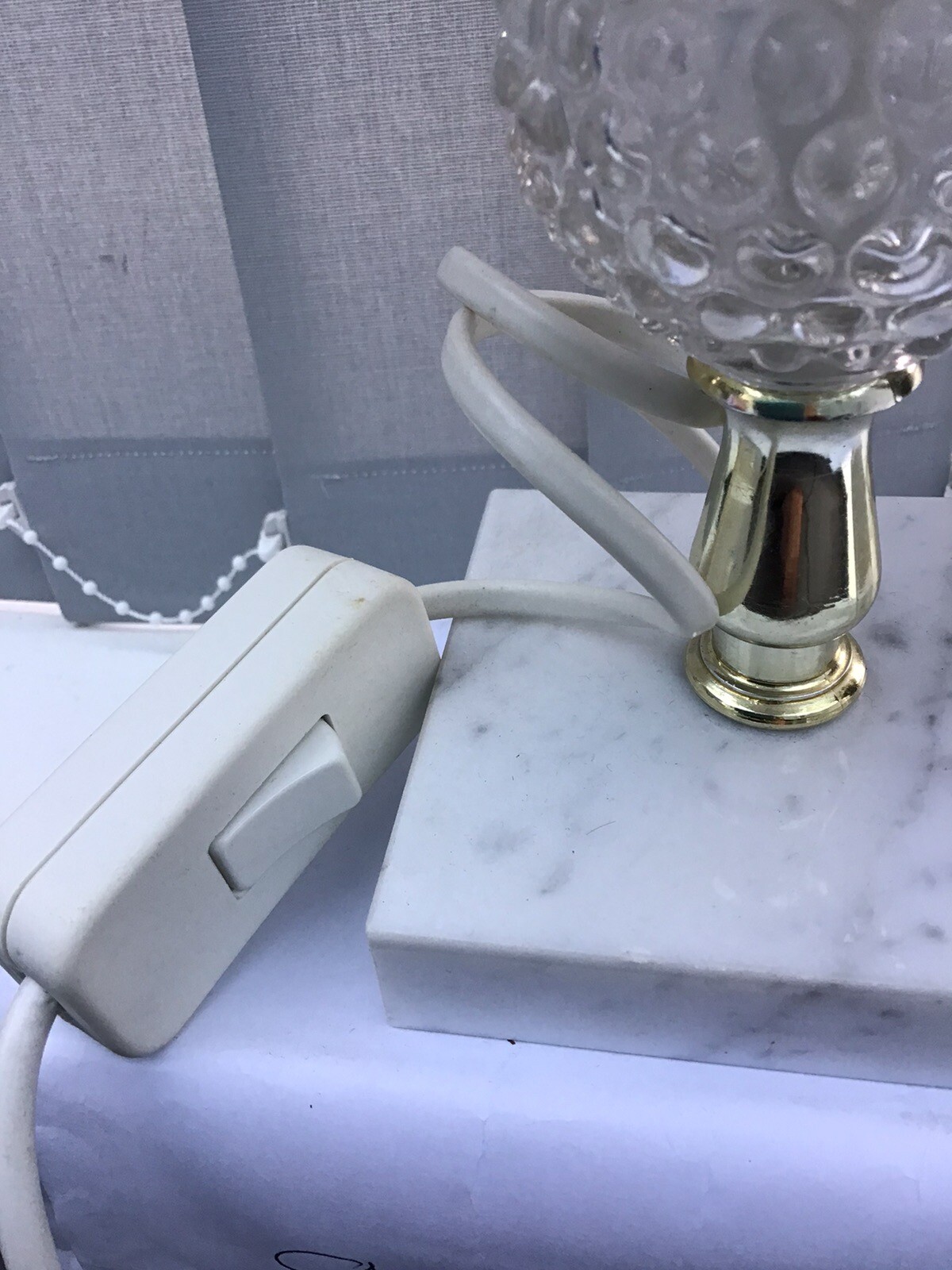 Table/Bed Side Lamp.Vintage Cut Glass Crystal & Fine Marble Base made