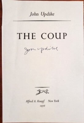 2-Time Pulitzer Prize Winner JOHN UPDIKE Signed Page from his 1978 THE COUP