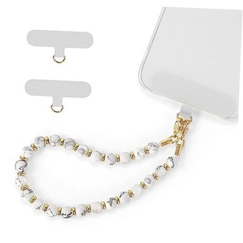 Phone Charms Strap, Beaded Phone Lanyard Wrist Strap with White Sapphire